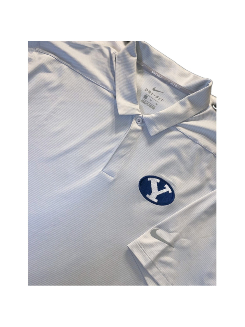 BYU Cougars Nike Dri-Fit Polo Men's XL White/Gray New Golf On Field Apparel